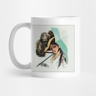 Girl with Umbrella - Vintage Mug